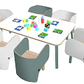 Modern Children's Tables and Chairs Kindergarten Tables and Chairs Handmade Table 3d model