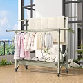 Clothes Drying Rack with Hanging Colorful Clothes Towels and Slippers on Mobile Stand