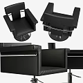 Modern Black Leather Massage Chair With Rotating Base And Metal Frame Armrests