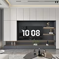 Modern TV Wall Unit With Built-in TV Decorative Items Plants And Shelves