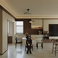 Living And Dining Room Interior With White Sofa Coffee Table Dining Table And Decorative Elements