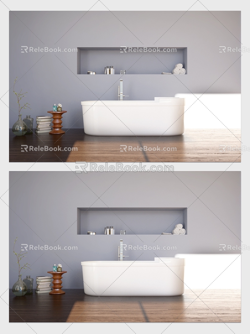 Modern Bathtub Stylish Simple Bathroom 3d model