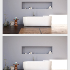 Modern Bathtub Stylish Simple Bathroom 3d model