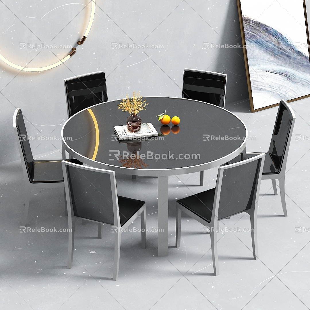 Modern Simple Dining Table and Chair 3d model