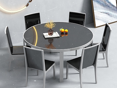 Modern Simple Dining Table and Chair 3d model