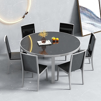 Modern Simple Dining Table and Chair 3d model