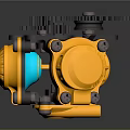 Mechanical Gear Assembly With Yellow Components Black Frame And Metal Bolts