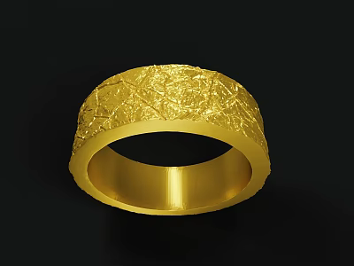 Exquisite Golden Ring With Intricate Textured Surface And Sleek Band Design 3d model