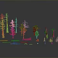 Digital Plant 3D Models Featuring Various Types of Trees Bushes Trunks and Grasses