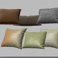 Soft Decorative Pillows With Various Colors Checkered Pattern And Solid Hues 3d model