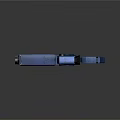Blue Sci Fi Weapon With Glowing Circular Light And Metallic Texture