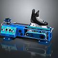 Black Ice Skate On Blue Sharpening Machine With Control Panel And Rollers 3d model