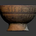 Hand Carved Ceramic Bowl Sculpture With Decorative Patterns And Base