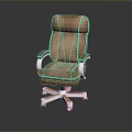 Brown Leather Office Chair With High Back Silver Arms And Five-Point Caster Base