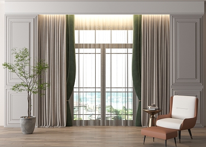 Modern Curtain Fabric Curtain 3d model