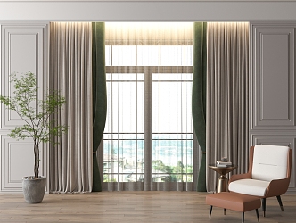 Modern Curtain Fabric Curtain 3d model