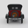 Vintage Red Car With Black Top Yellow Wheels And Classic Retro Design