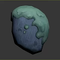 Wood Stone Blue Decorative Object With Green Dripping Texture Design