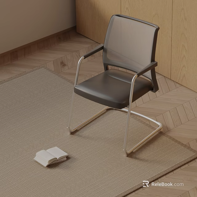 Modern Massage Chair With Black Seat And Metal Frame On Wooden Floor Rug 3d model 