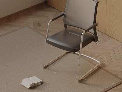 Modern Massage Chair With Black Seat And Metal Frame On Wooden Floor Rug 3d model