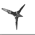 Mechanical Trident Weapon With Sharp Edges And 3D Metallic Model Design