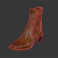 Brown Leather Ankle Boots With Block Heel And Classic Stitched Design For Daily Wear