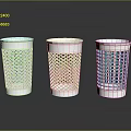 Three White Storage Baskets with Different Hollow Out Patterns for Home Organizing 3d model