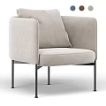 Modern Beige Single Seater Sofa With Soft Fabric Cushion Armrest And Metal Legs Design