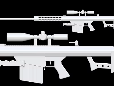 Tactical Sniper Rifle With High Power Scope And Long Barrel Design 3d model