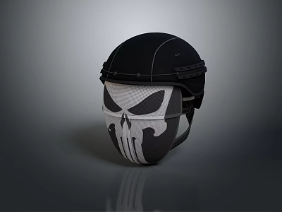 Black Tactical Helmet Featuring White Skull Face Design And Durable Shell 3d model