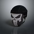 Black Tactical Helmet Featuring White Skull Face Design And Durable Shell 3d model