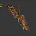 Unique Wooden Staircase Design With Modern Geometric Structure And Sleek Steps 3d model