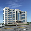 Modern White Office Building With Large Glass Windows Front Steps And Landscaped Surroundings