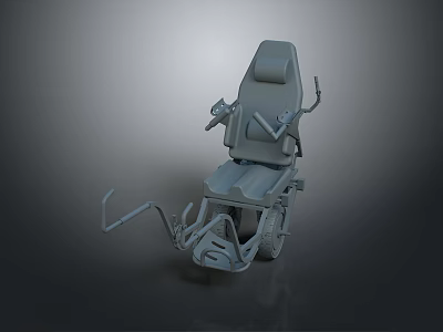 3D Model Of Gray Wheelchair Featuring Adjustable Seat Armrests And Stable Wheel Structure 3d model