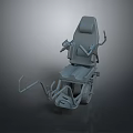 3D Model Of Gray Wheelchair Featuring Adjustable Seat Armrests And Stable Wheel Structure