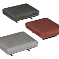 Modern Upholstered Sofa Stools in Three Color Options Gray Red Light Gray 3d model