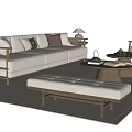 New Chinese Style Song Style Sofa Coffee Table Combination New Chinese Style Sofa Coffee Table Side Table Leisure Chair Sofa Stool Table Lamp New Chinese Style Ornaments 3d model