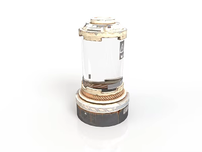 Industrial Mechanical Component With Transparent Body Copper Ring Golden Top And Black Base 3d model