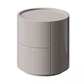 Stylish Round Nightstands in Light Wood and Gray with Drawers Layered Design and Color Options