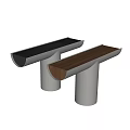 Modern Metal Console Table With Cylindrical Base And Sleek Long Tabletop Design 3d model