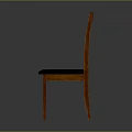 Classic Wooden Chair With Vertical Slat Back And Navy Blue Upholstered Seat