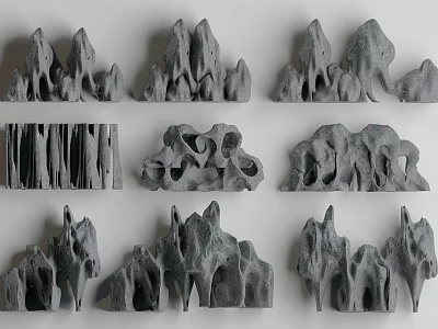 Stone and Wood Decorative Sculptures With Various Shapes And Intricate Designs 3d model