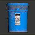 Durable Blue Industrial Bucket With Metal Handle And Warning Label