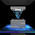 Futuristic Tech Exhibition Island With 3D Projection Lighting And Digital Display Elements 3d model