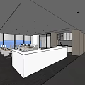 Modern Public Office Space With Glass Partitions Wooden Walls And Stone Decor