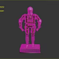 Intricate Humanoid Sculpture with Gold and Silver Metallic Armor Design on White Pedestal Base