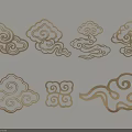 Decorative Metal Carvings with Traditional Chinese Cloud Ruyi Patterns Ornate Design Elements 3d model