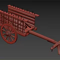 Traditional Wooden Cart With Large Spoked Wheel Wooden Frame And Rope Bindings