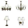 American lamp combination chandelier wall lamp table lamp combination 3d model