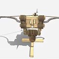Ancient Wooden Siege Weapon With Wheels Launch Mechanism And Metal Parts Structure